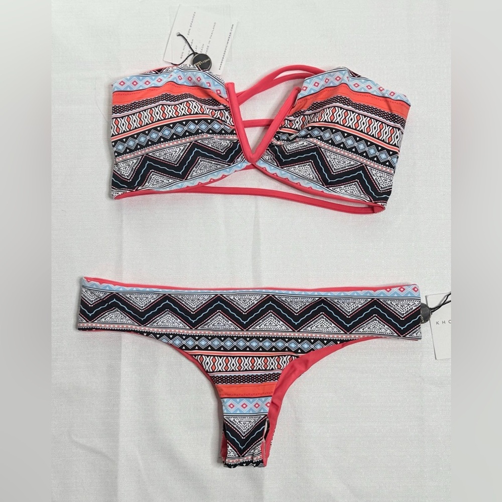 KhongBoon Women’s Bikini Swimsuit Colorful Small Brazilian Cut New